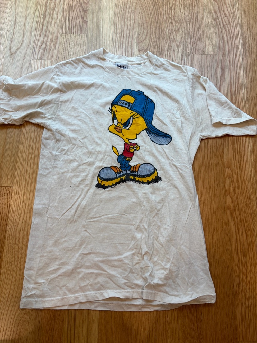 White Tweety Bird Graphic Tee - Yellow & Blue Cartoon